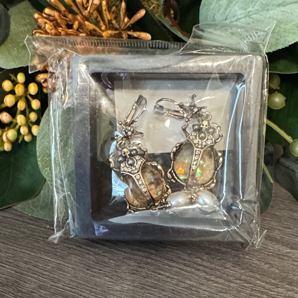 Elegant Silver and Gold Beetle Earrings